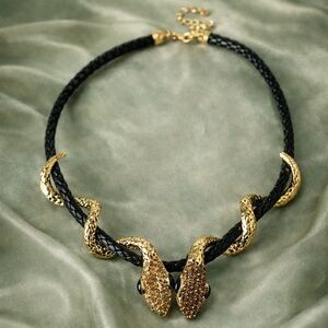 Serpenti Snake Gold Black Necklace